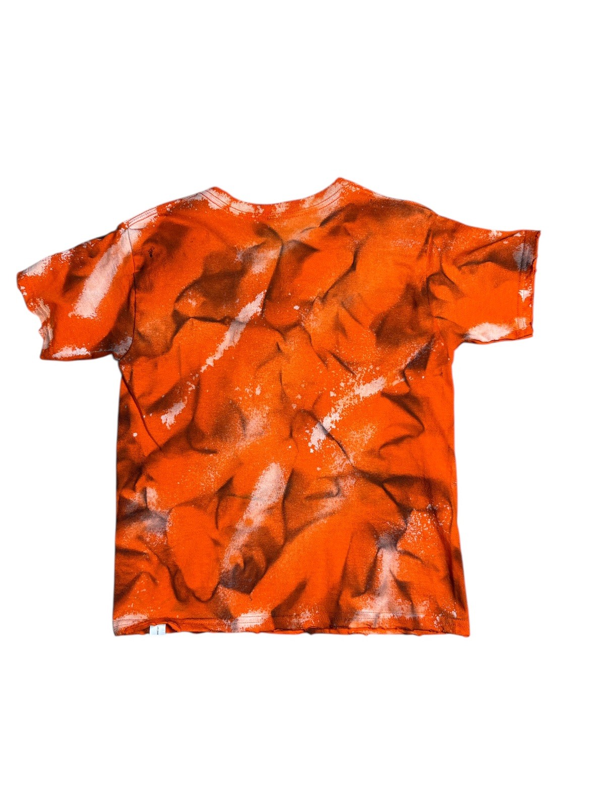 Custom Orange CHAOS Graphic Tee Handmade Spray Effect Shirt Streetwear