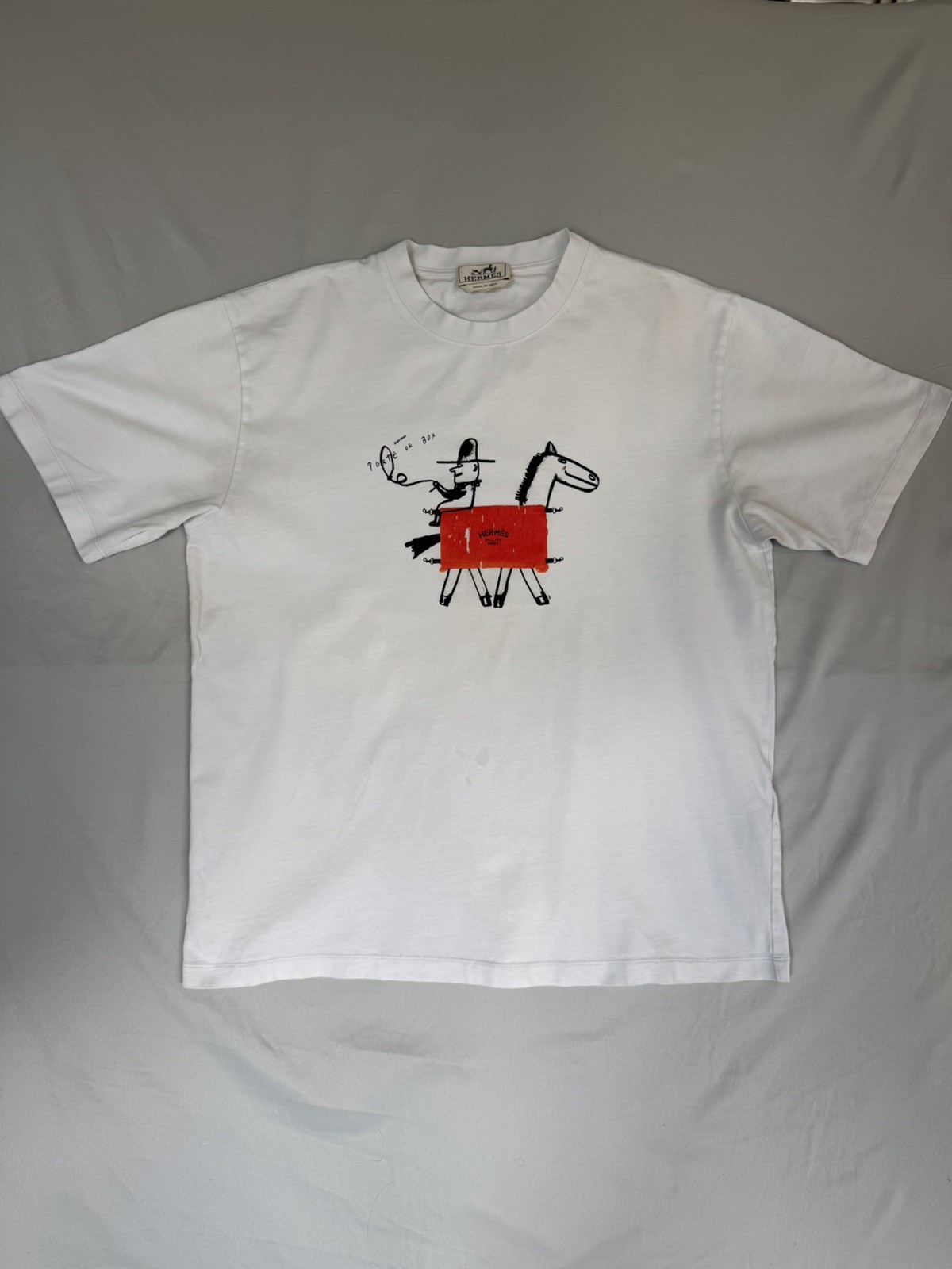 Hermès Porte de Box Graphic T-Shirt White Luxury Designer Tee Italy L/XL