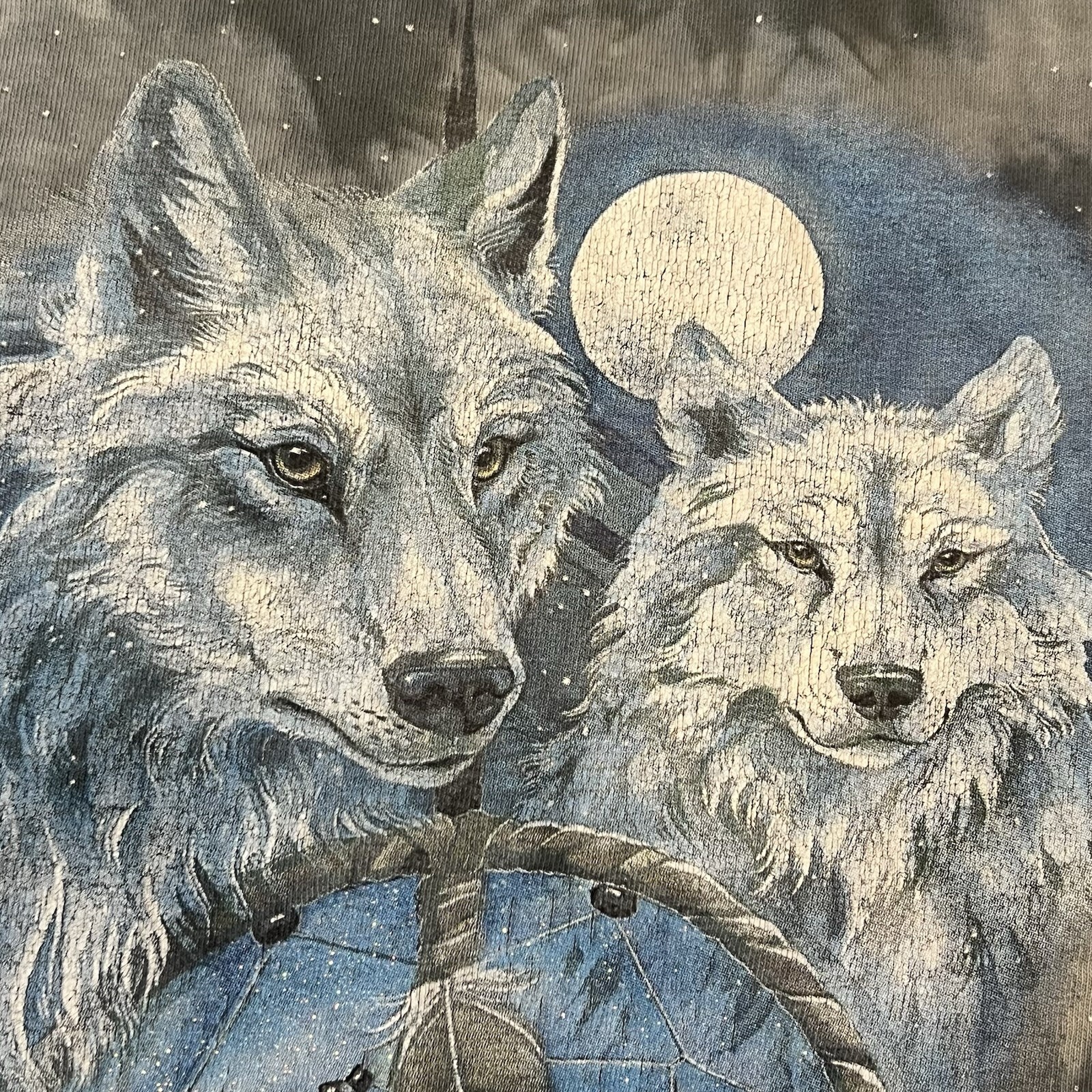 Polar Graphics tie dye Wolf Wolves Dream Catcher T Shirt Vintage Top 2XL