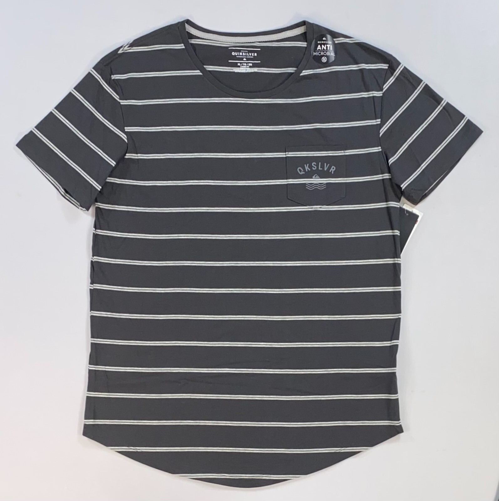 Men’s Quiksilver LOOSE Fit Stripe Longer Length Pocket UPF+30 T-Shirt NEW