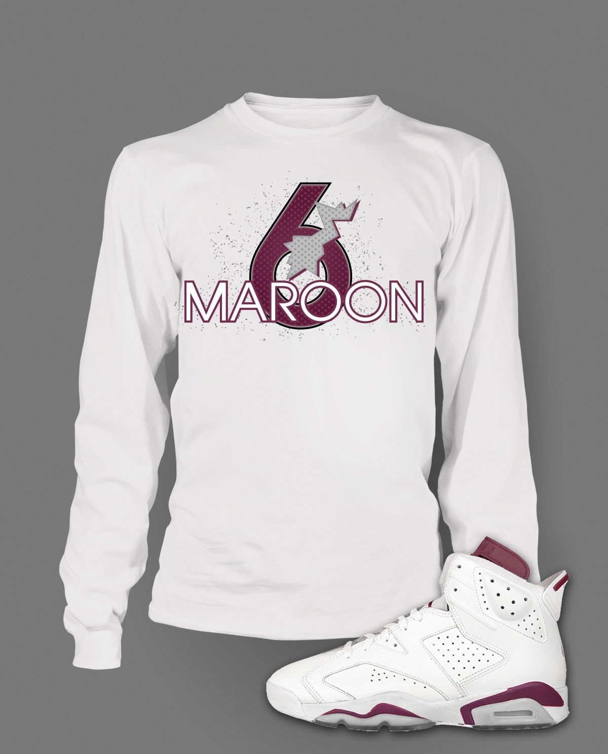 Graphic Sneaker Tee Shirt to Complement Maroon J6 Shoe Big Tall SM Hip T