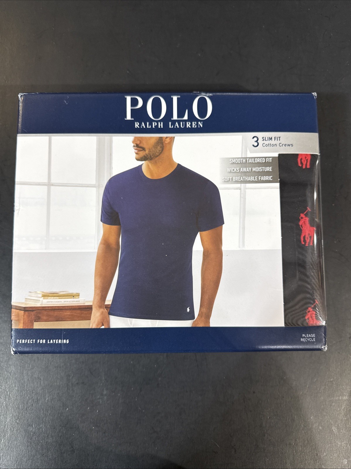 Polo Ralph Lauren Men’s 3-Pack Slim Fit Cotton Crewneck T-Shirts Size L