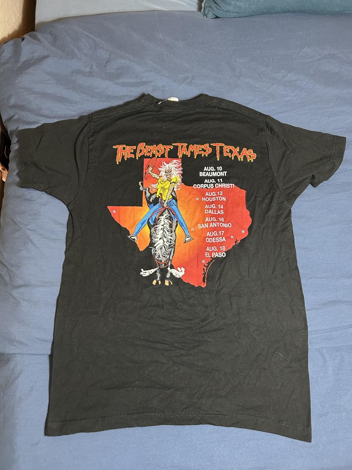 Iron Maiden Texas 1982 / The Beast Tames Texas Black Band T-Shirt Size M