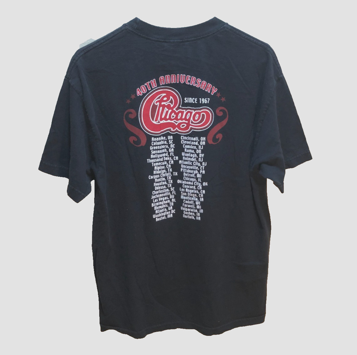 Chicago 40th Anniversary 2007 Tour Concert Rock Band Double-Sided Black T-Shirt