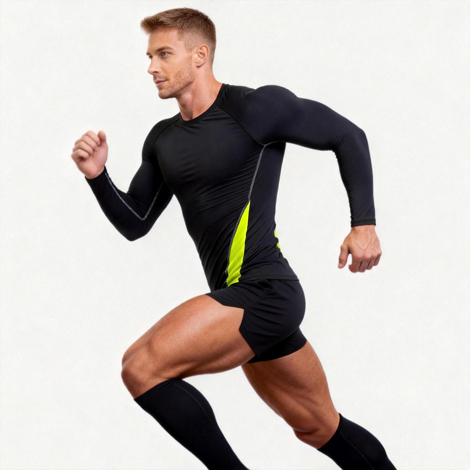Athletic Long Sleeve Compression Shirts Dry Fit Sports Gym Shirts Outdoor Blue