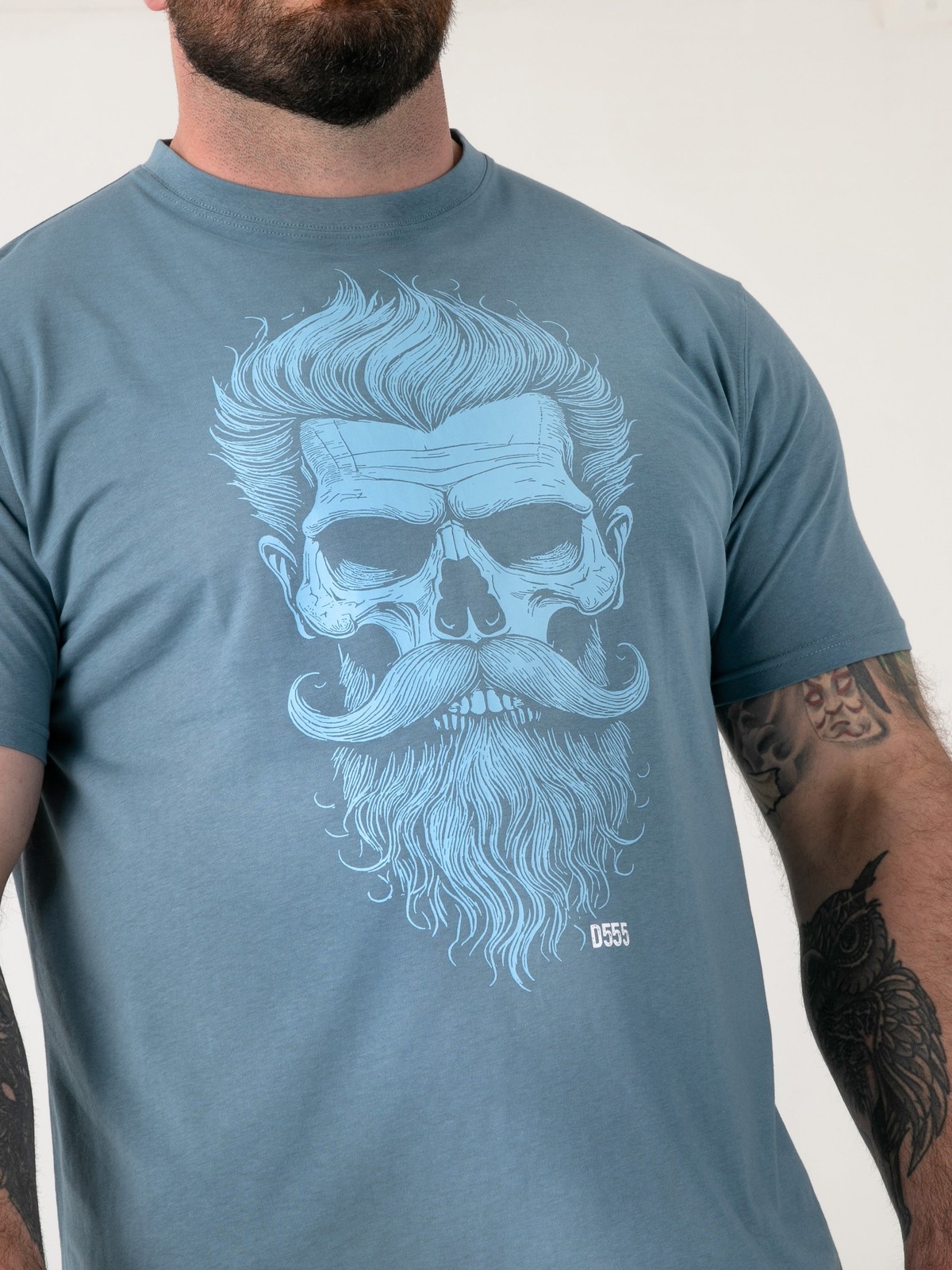 D555 Miller Men’s Bearded Skull Print Everyday Short Sleeve T-shirt