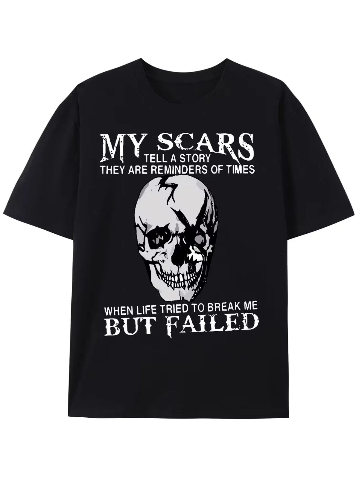 Trendy Skull & Slogan Pattern Print Men’s T-shirt, Graphic Tee Men’s Summer Clot