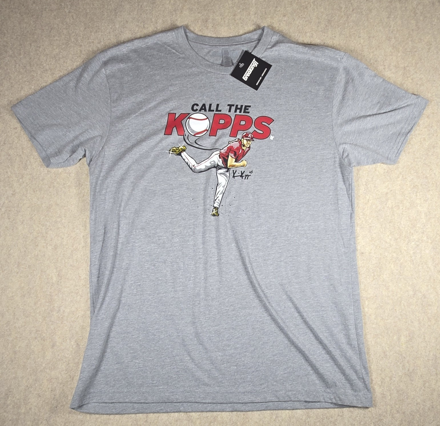 BreakingT Call the Kopps Graphic T-Shirt Men’s L Regular Gray Crew Neck