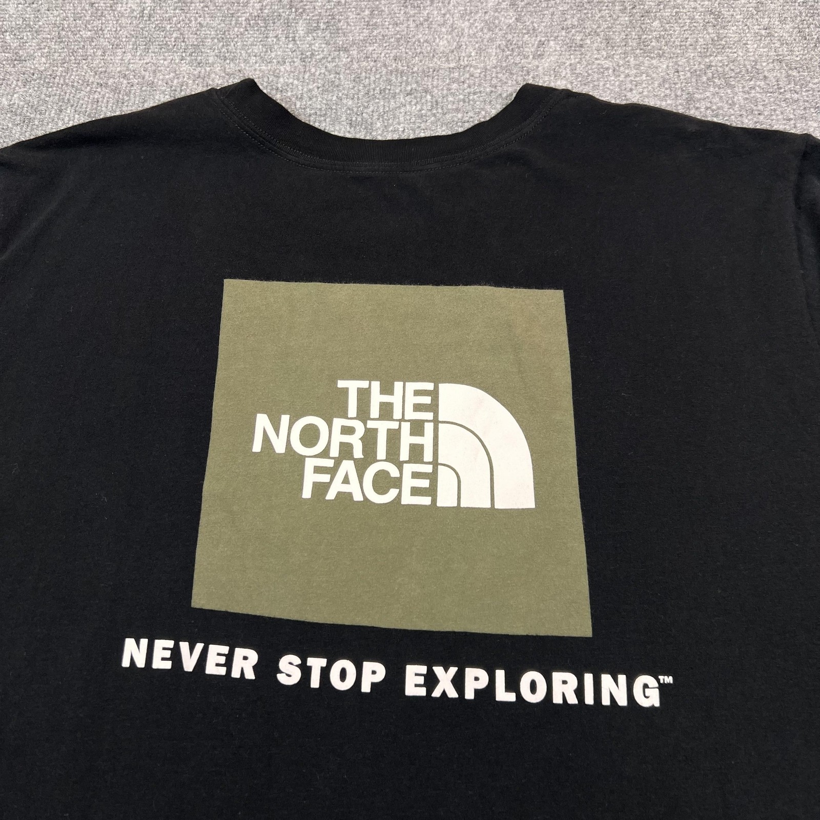 The North Face Shirt Mens XL Black Never Stop Exploring Logo Back Graphic Tee