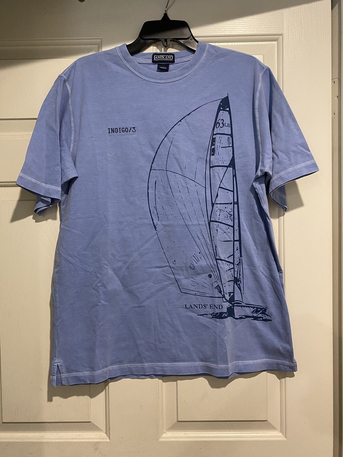 Lands End Indigo 3 Sailing T Shirt Men’s Medium New Flaw B86