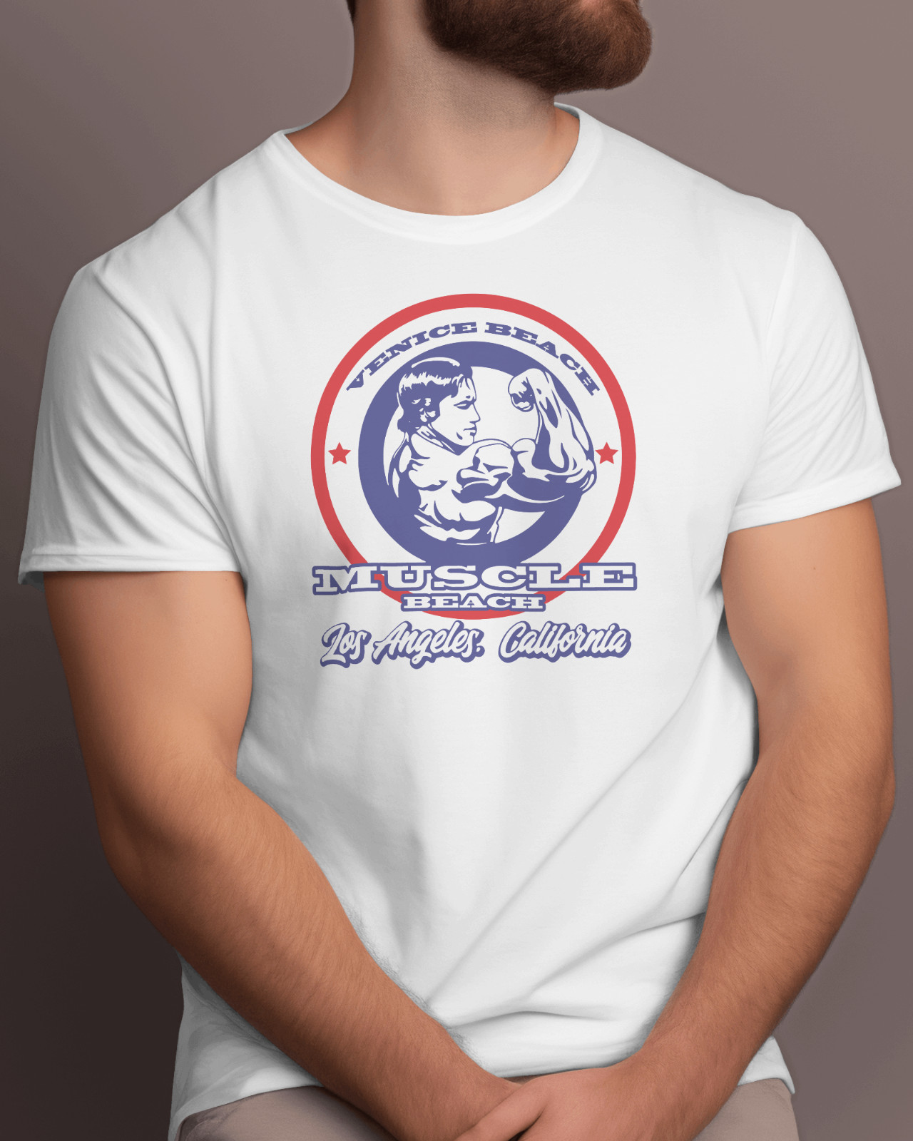 Muscle Beach Venice California Old School Bodybuilding Arnold Logo T-Shirt New