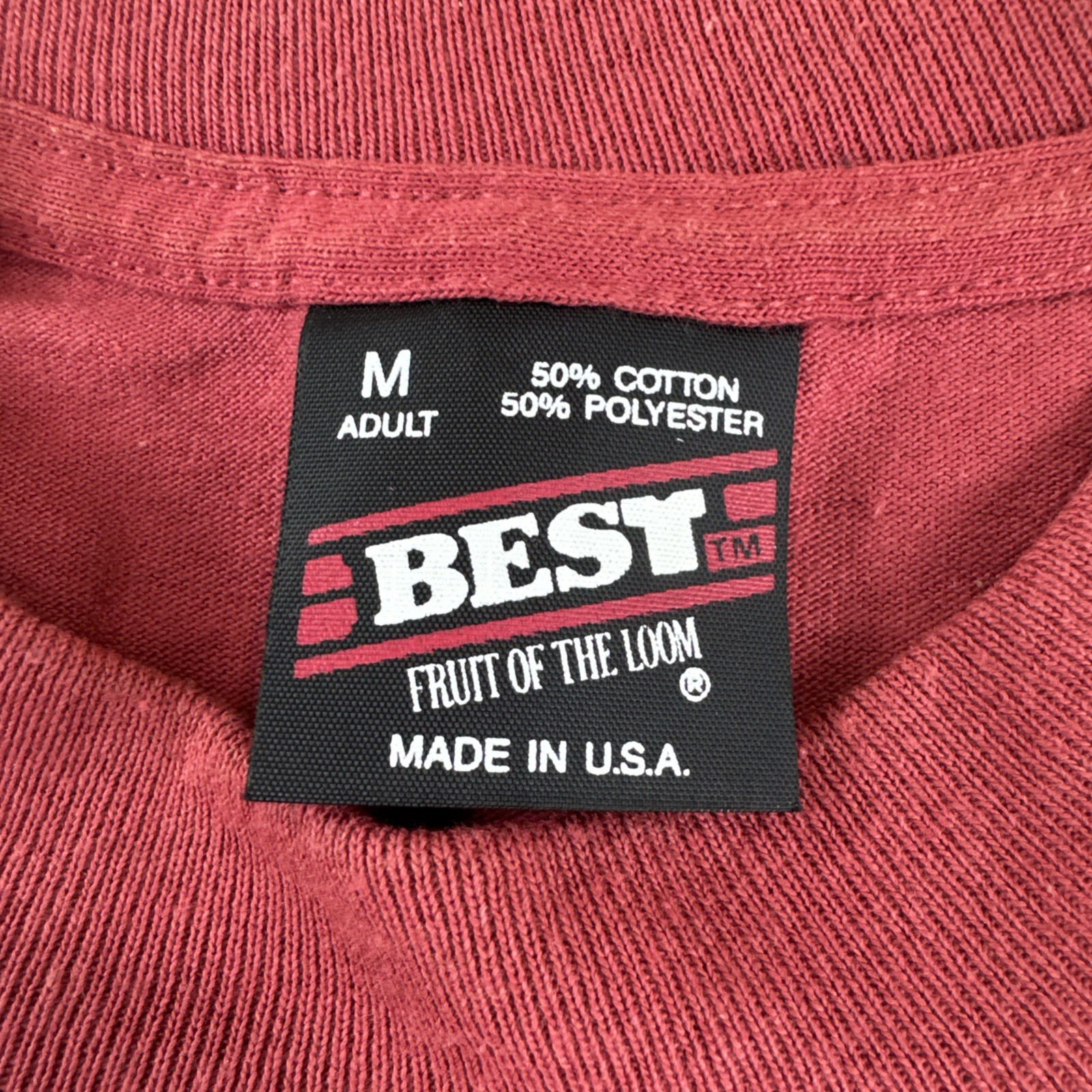 Vintage FOTL Best Shirt Mens M Red Made in USA Single Stitch Embroidered Glitter