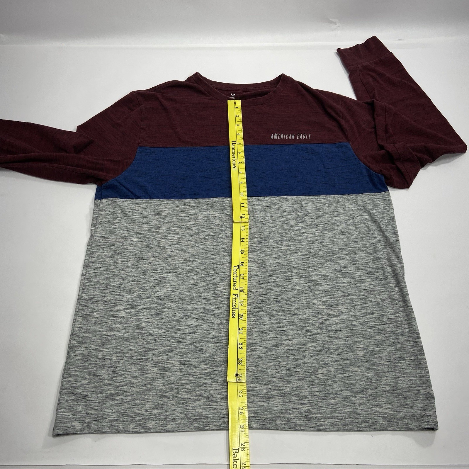 American Eagle Mens XL Heather Gray, Blue And Red Long Sleeve Tee Super Soft