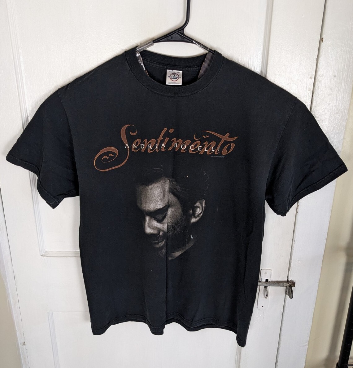 Vintage Y2K Andrea Bocelli Sentimento Promo Tshirt Men L Band Face Graphic Music