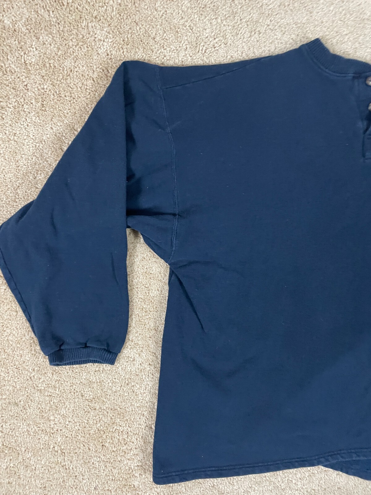 Champion Pullover Henley T-Shirt Mens XLBT Regular Fit Ribbed Cuff Sleeve Blue