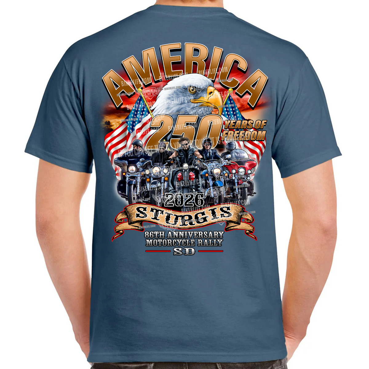 T-Shirt 2026 Sturgis Motorcycle Rally America Strong No Harley
