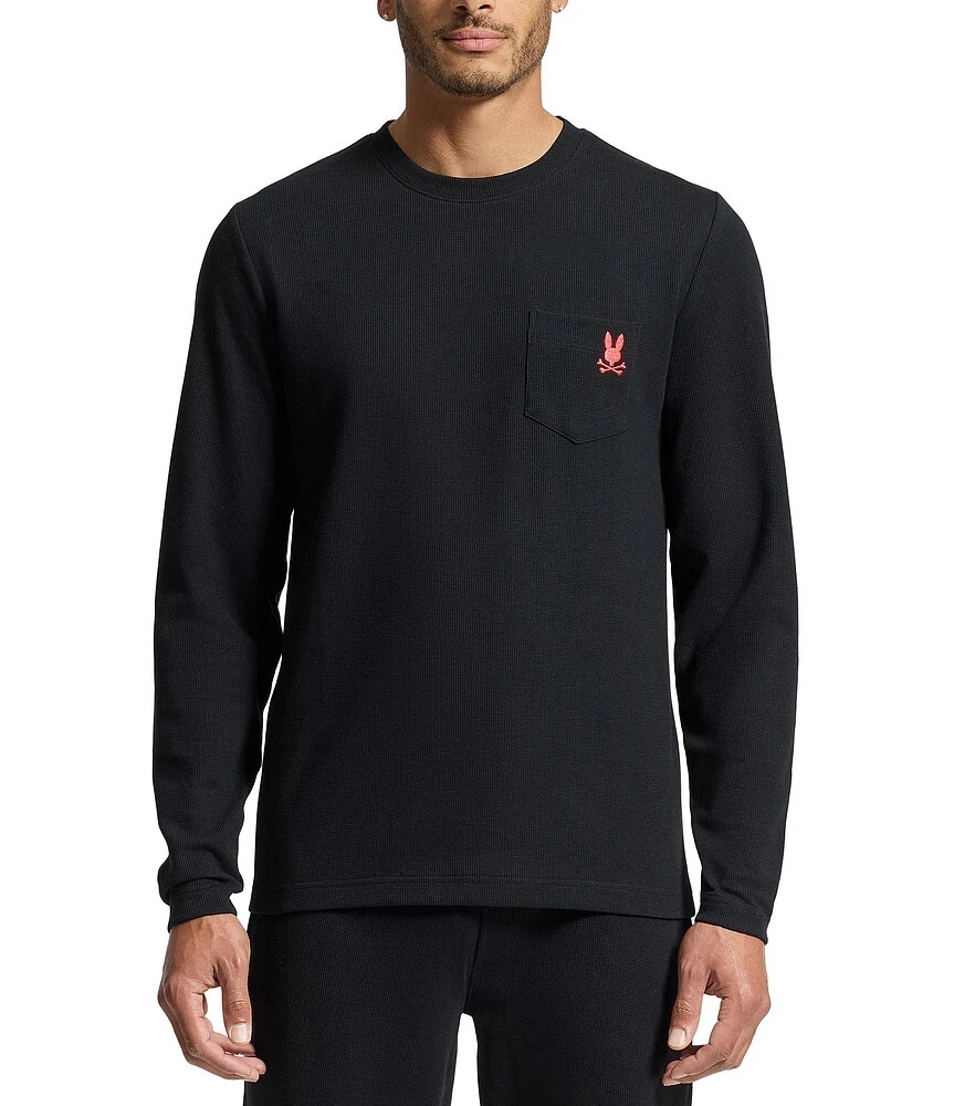Psycho Bunny Vail Long Sleeve Bunny Waffle Lounge Pocket Shirt Men’s NWT