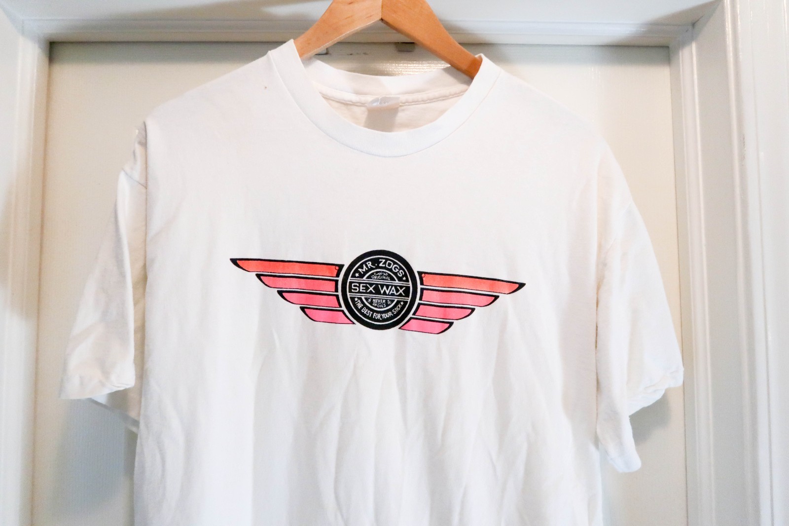 Vintage Mr Zogs Sex Wax T Shirt XL White Surf Skate Graphic Tee Big Logo 90s Y2K