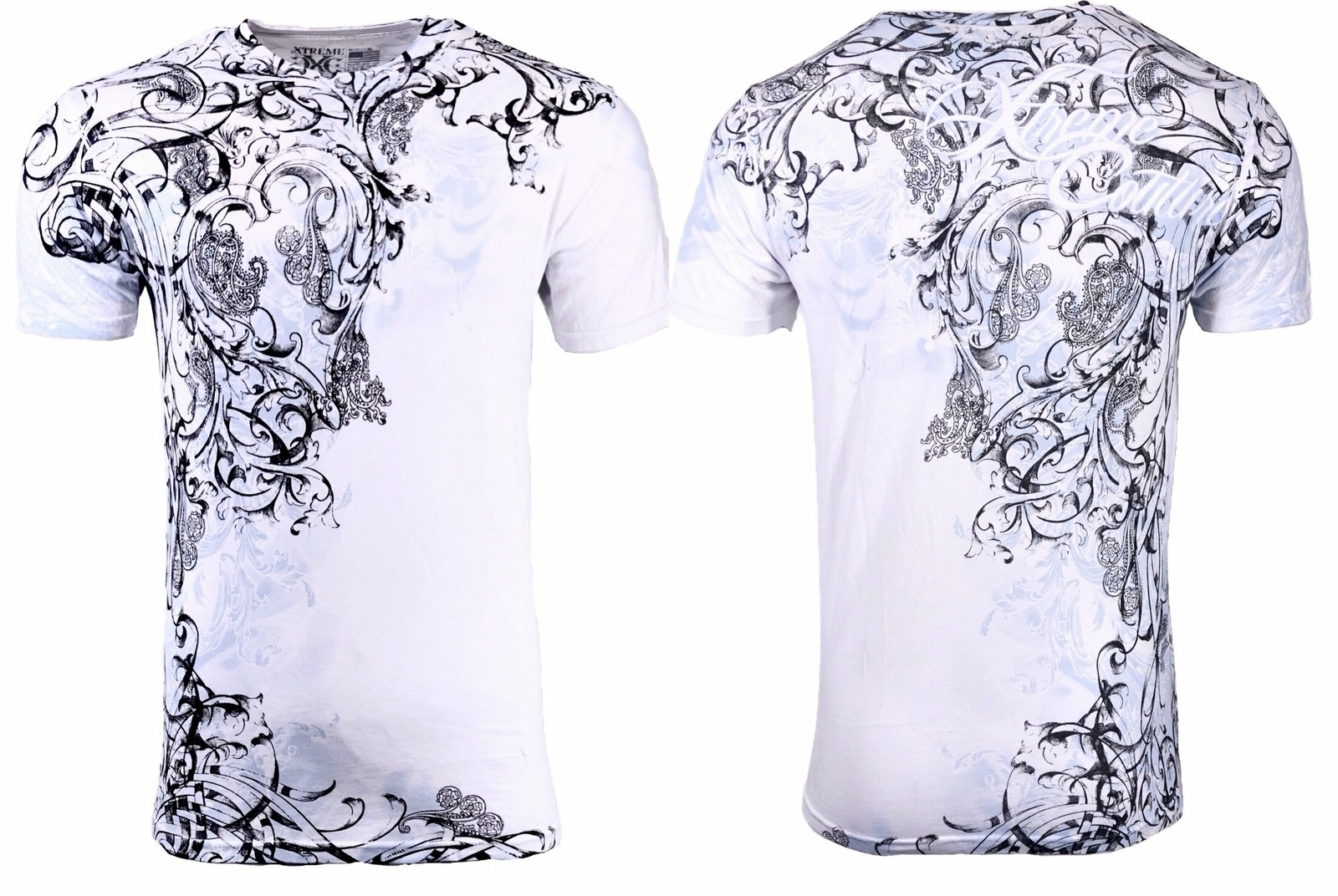 Xtreme Couture by Affliction Men’s T-Shirt SCRAP HEAP Biker White MMA