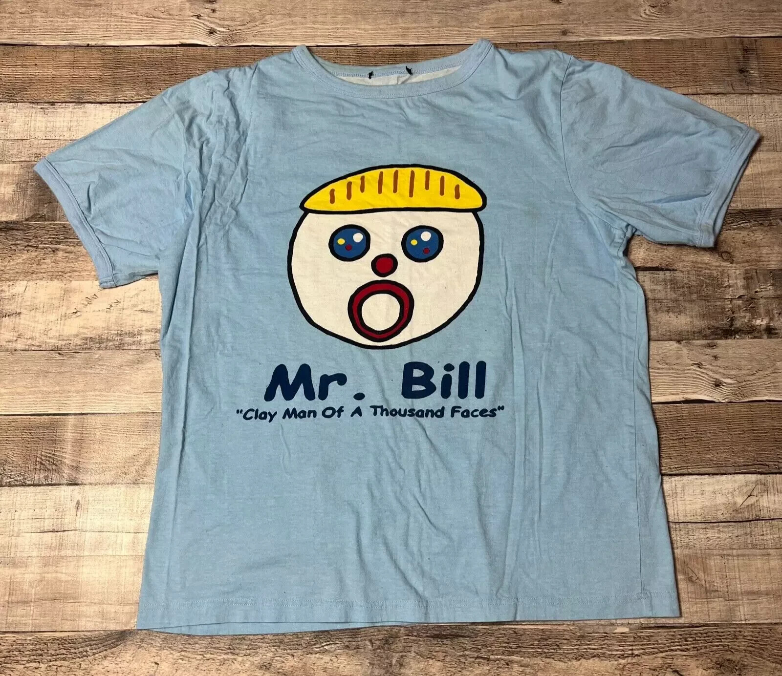 Mr Bill Shirt Adult Large Blue Oh No Saturday Night Live Oh Nooo Comedy Clay TV