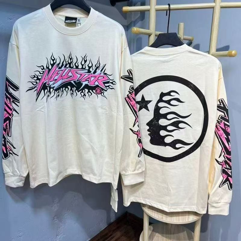 Hellstar Studios Retro Letter print Long Sleeve T-shirt – Multiple Colors + Size