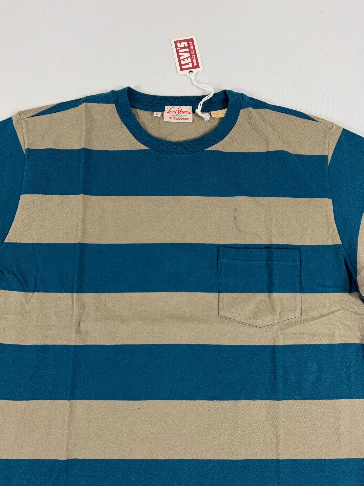 LEVIS VINTAGE CLOTHING LVC 1940’S SPLIT HEM T-SHIRT STRIPE BLUE/GRAY XL NWT