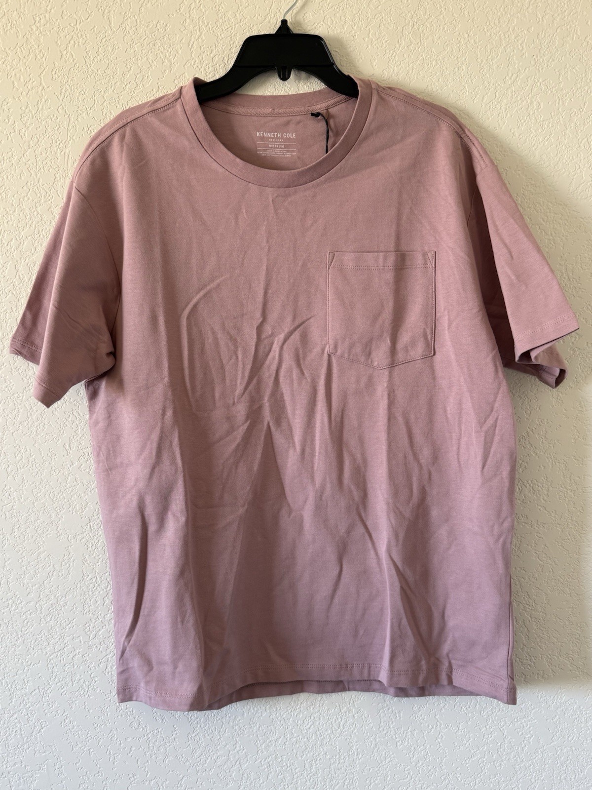 Kenneth Cole Medium 100% Cotton Mauve Knit Pocket Spring T-Shirt NWT $49