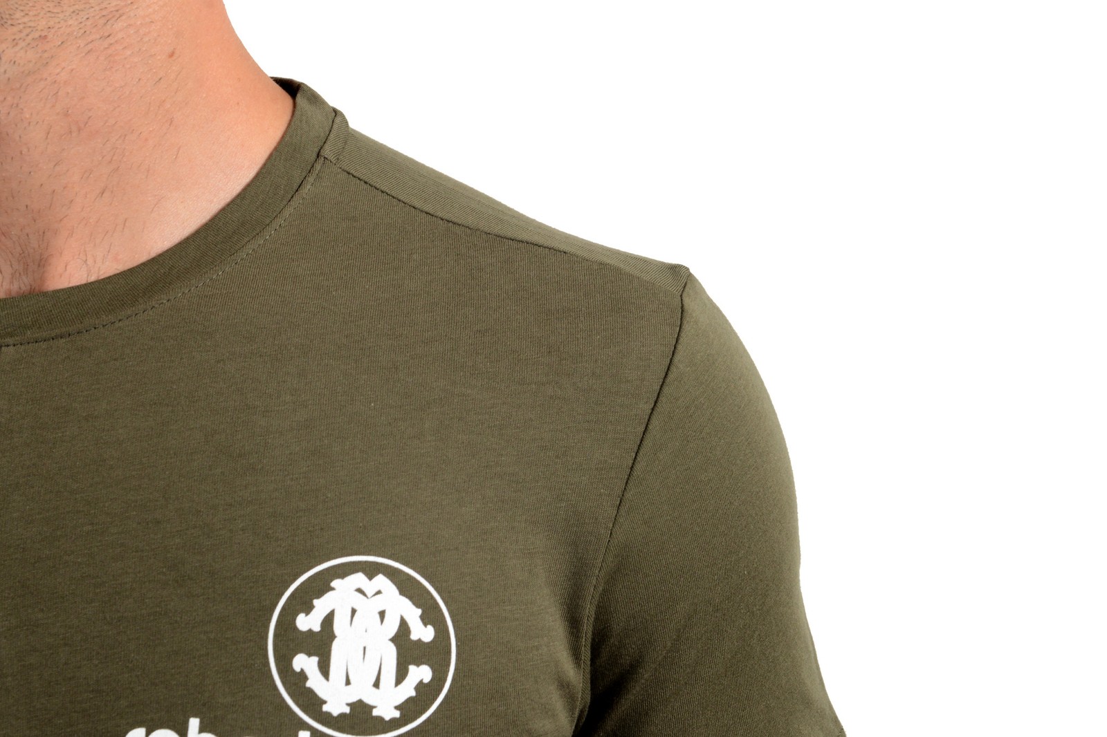Roberto Cavalli Men’s Olive Green Crewneck T-Shirt US 2XL IT 56