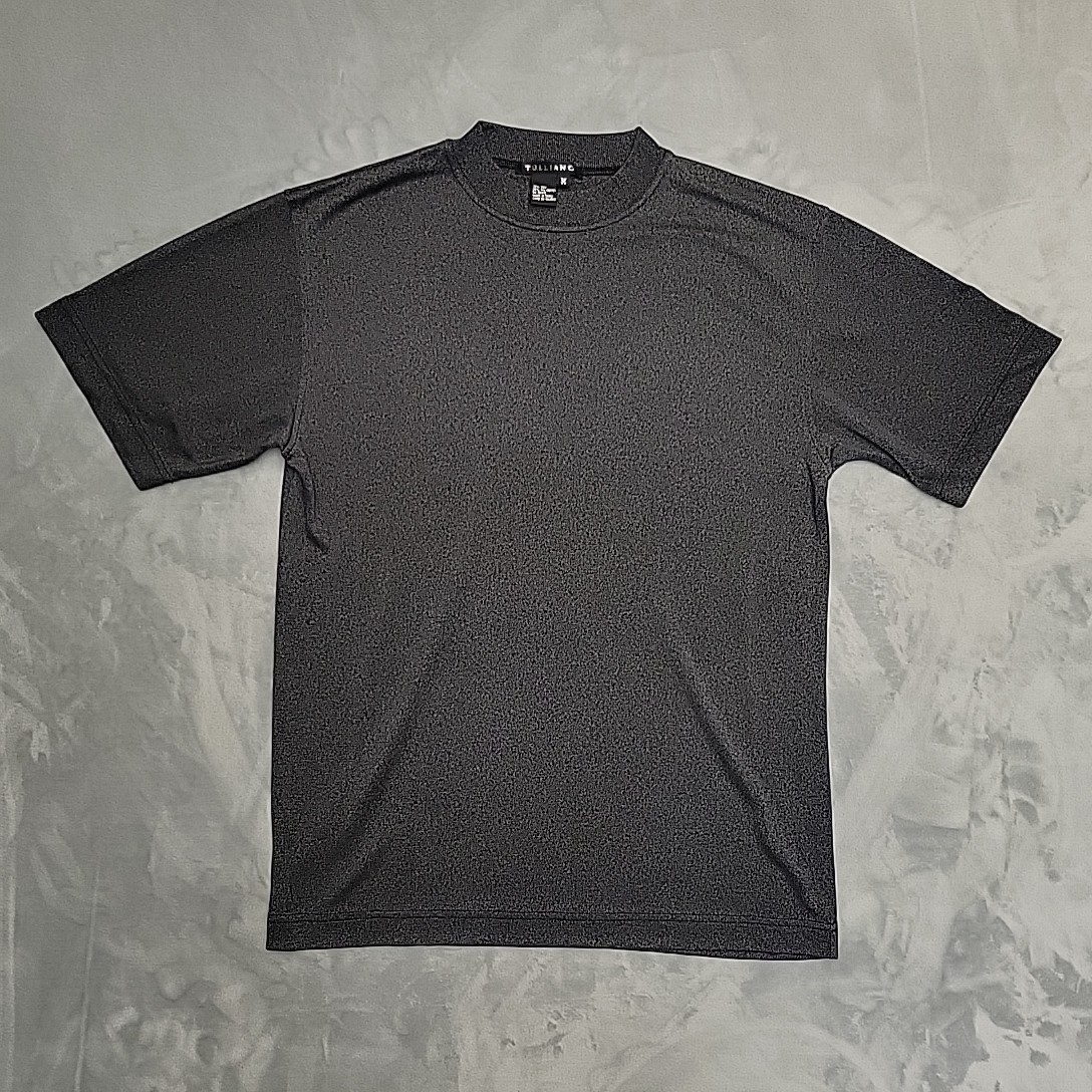 Tulliano Shirt Men Medium Black Silk Blend Mock Neck Short Sleeve Knit Luxury