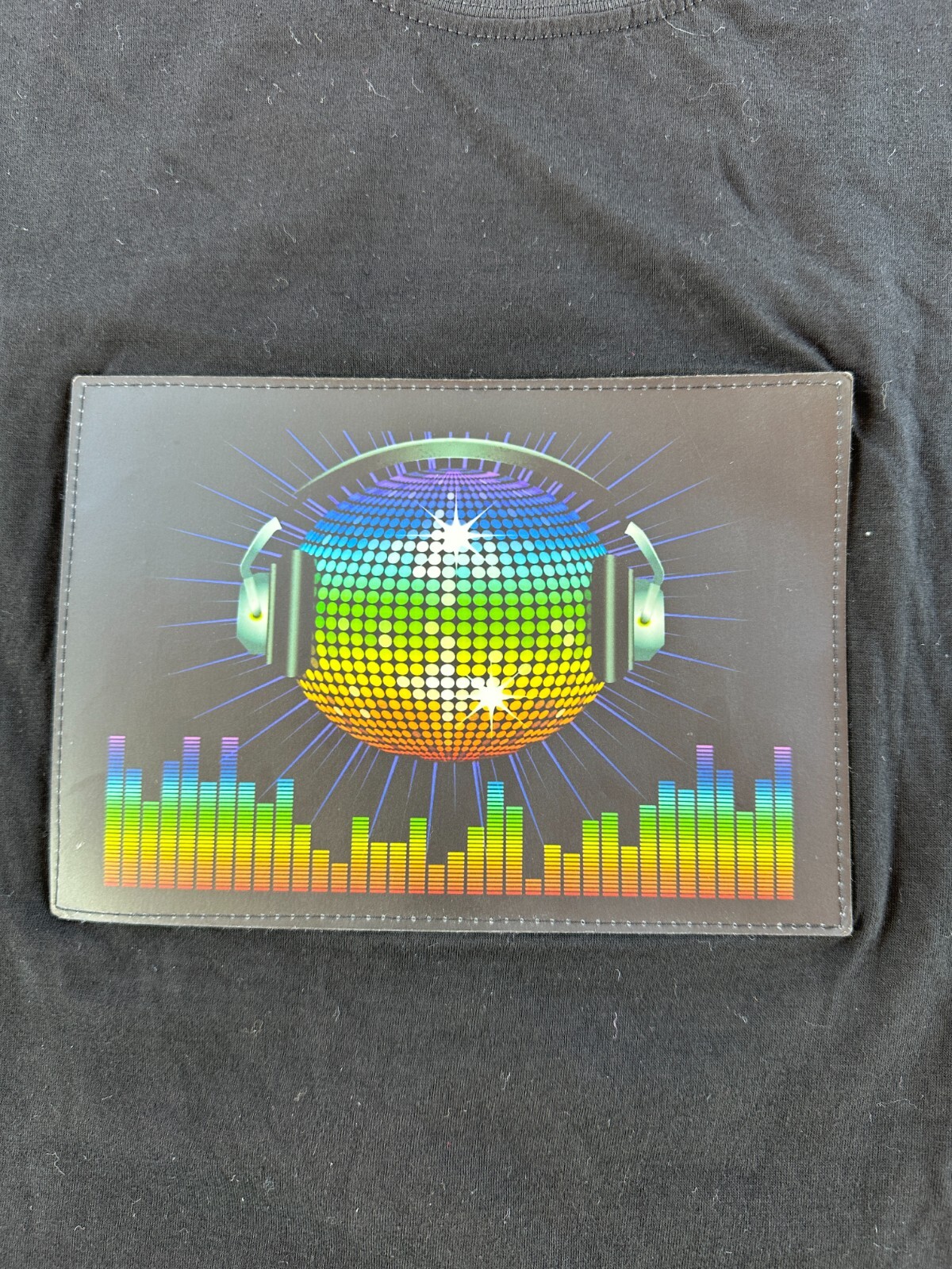 Sound/Music Activated Light Up Flashing LED Equalizer Blk Rave T-Shirt Sz XXL