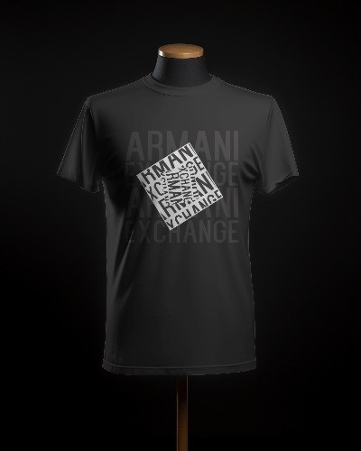 Armani Exchange Men’s Black Graphic Logo Cotton Crew Neck T-Shirt