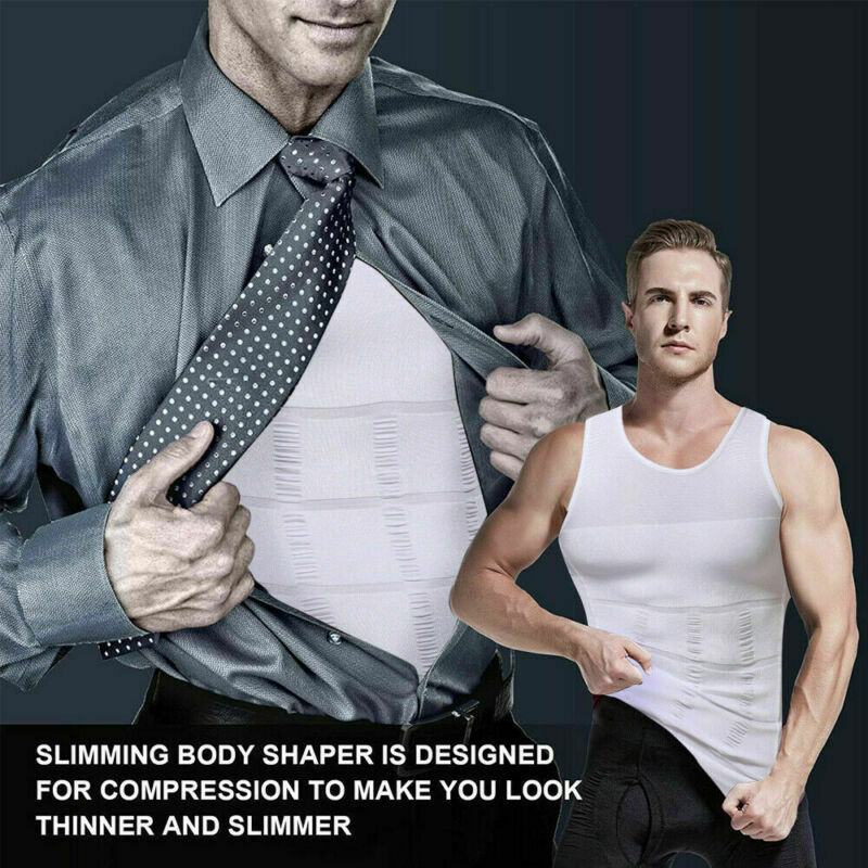 SecondSkin Men’s Shaper Cooling T-Shirt Slimming Body Shaper Compression Tops US