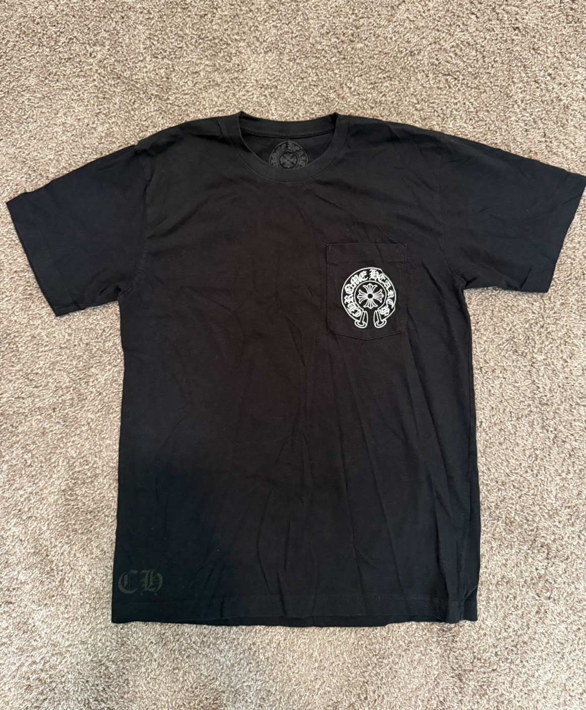 Chrome Hearts Los Angeles Horseshoe Pocket Tee Black Size Medium Made In USA