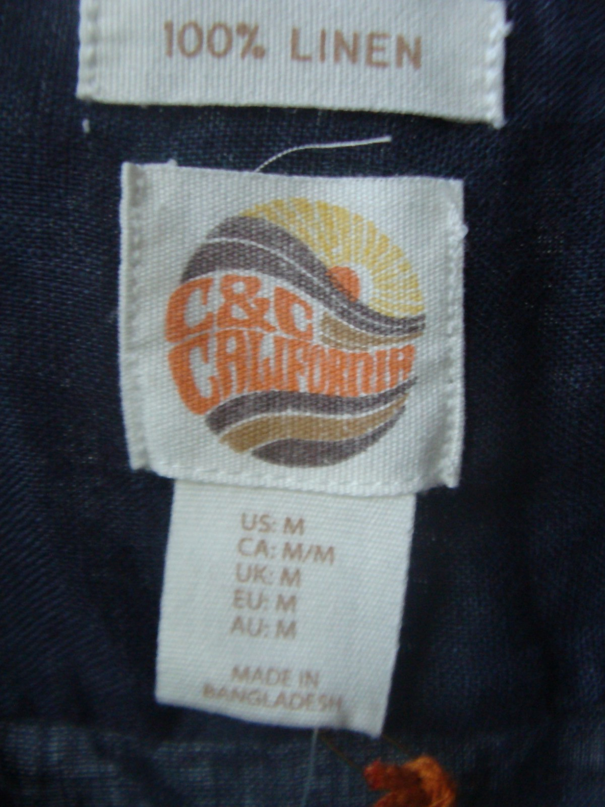 NWT C&C California Men’s 100% Linen Casual Button Down Shirt Short Sleeve Size M