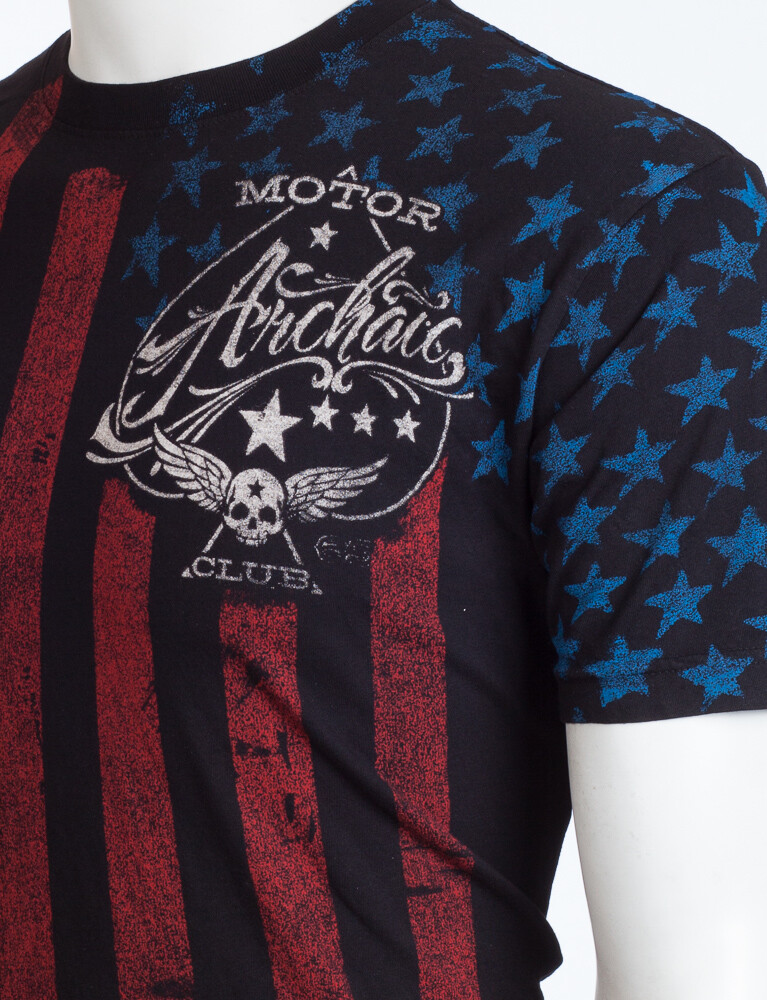 Archaic By Affliction Mens T-shirt Nation Regular Fit Black US Flag S-3XL NWT