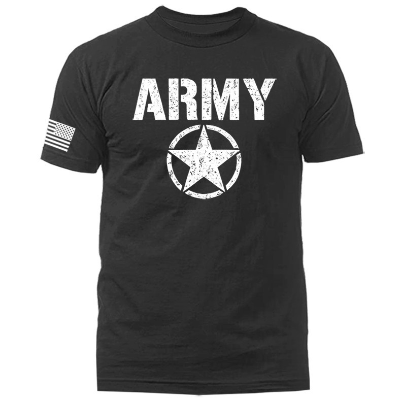Army Military Patriotic US Flag Veteran Graphic T-shirt