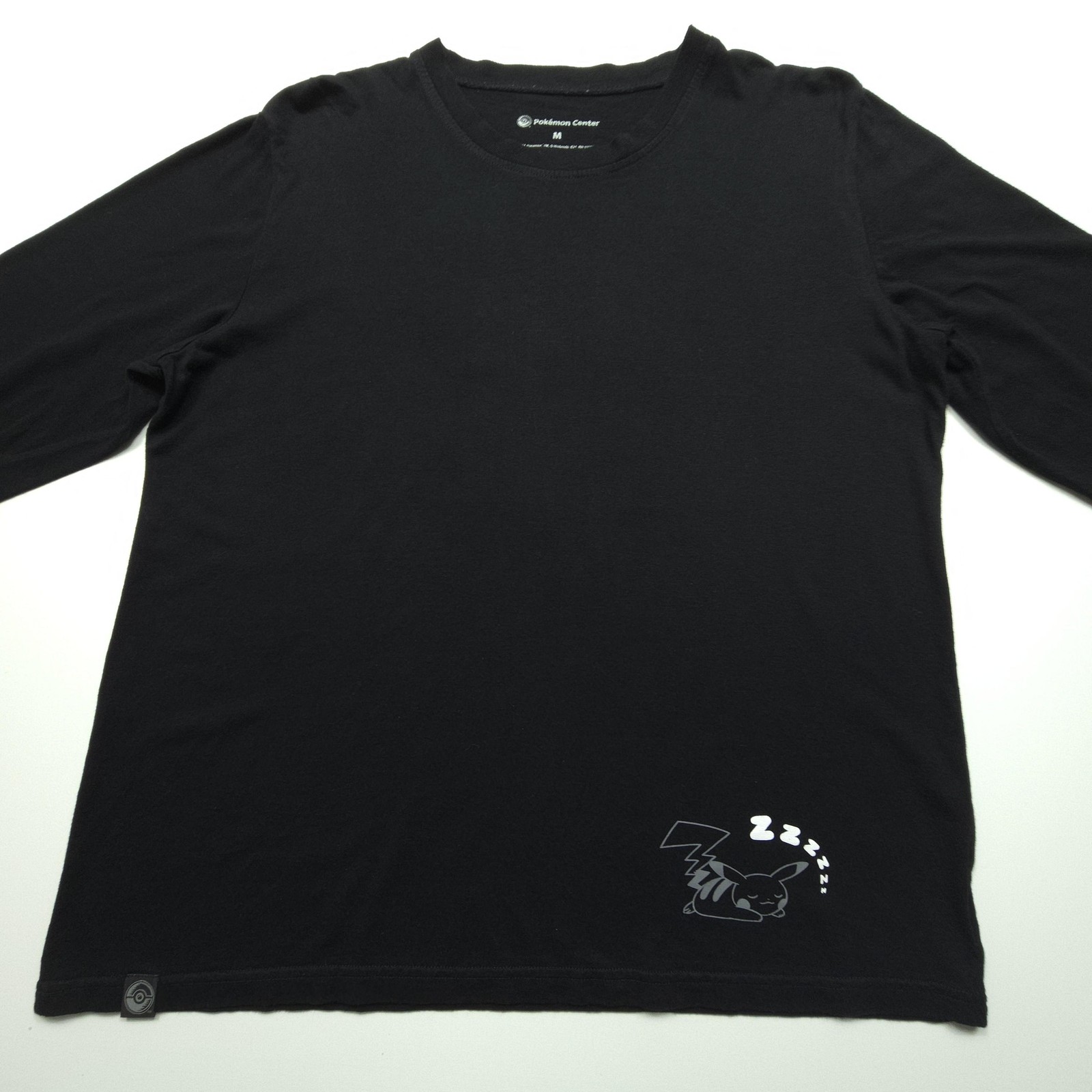 Pokemon Center Mens Shirt Medium Black Tired Sleeping Pikachu Zzz Basic Graphic