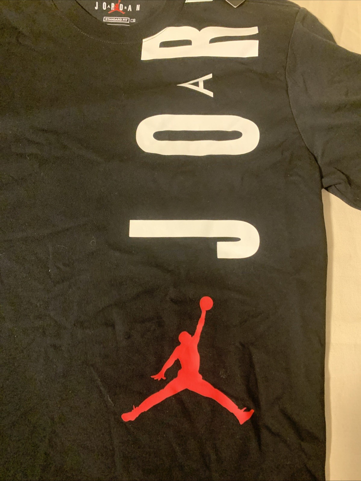 Air Jordan Shirt Mens Small Black Shoulder Spellout Short Sleeve Basketball