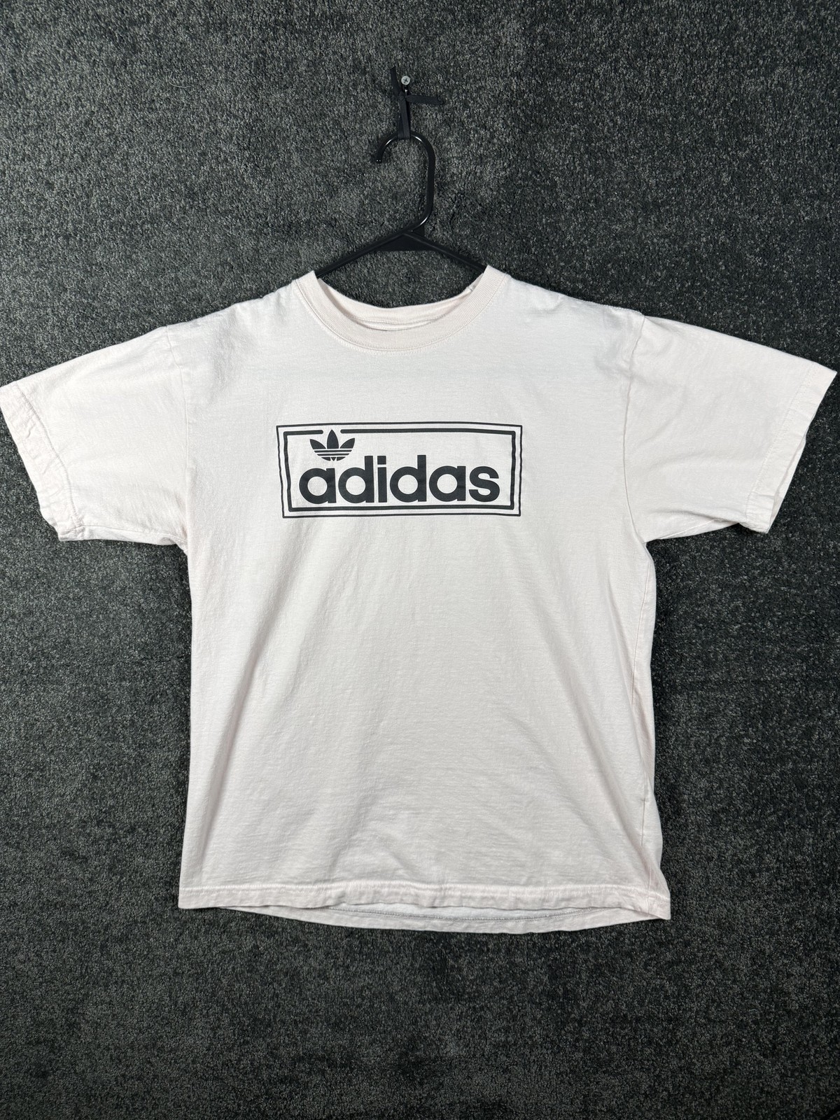 Adidas Originals Shirt Mens Medium White Trefoil Box Logo Graphic Sports Tee