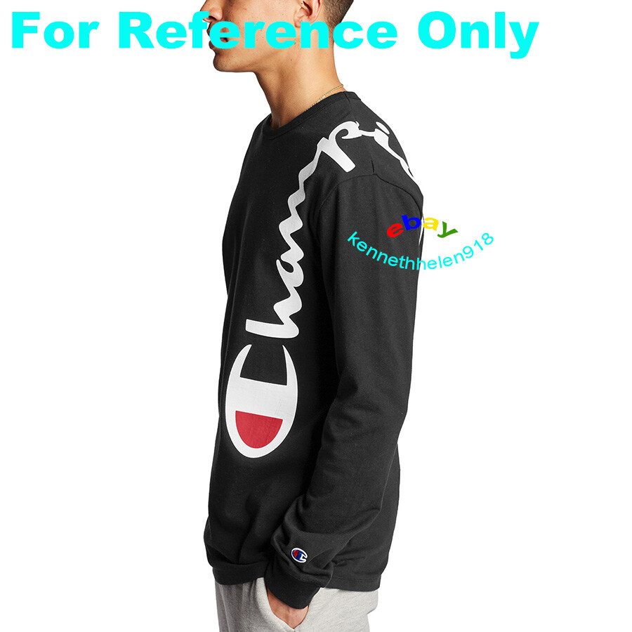CHAMPION HERITAGE OVER SHOULDER SCRIPT LONG SLEEVE TEE SHIRT BLACK MENS SIZE M