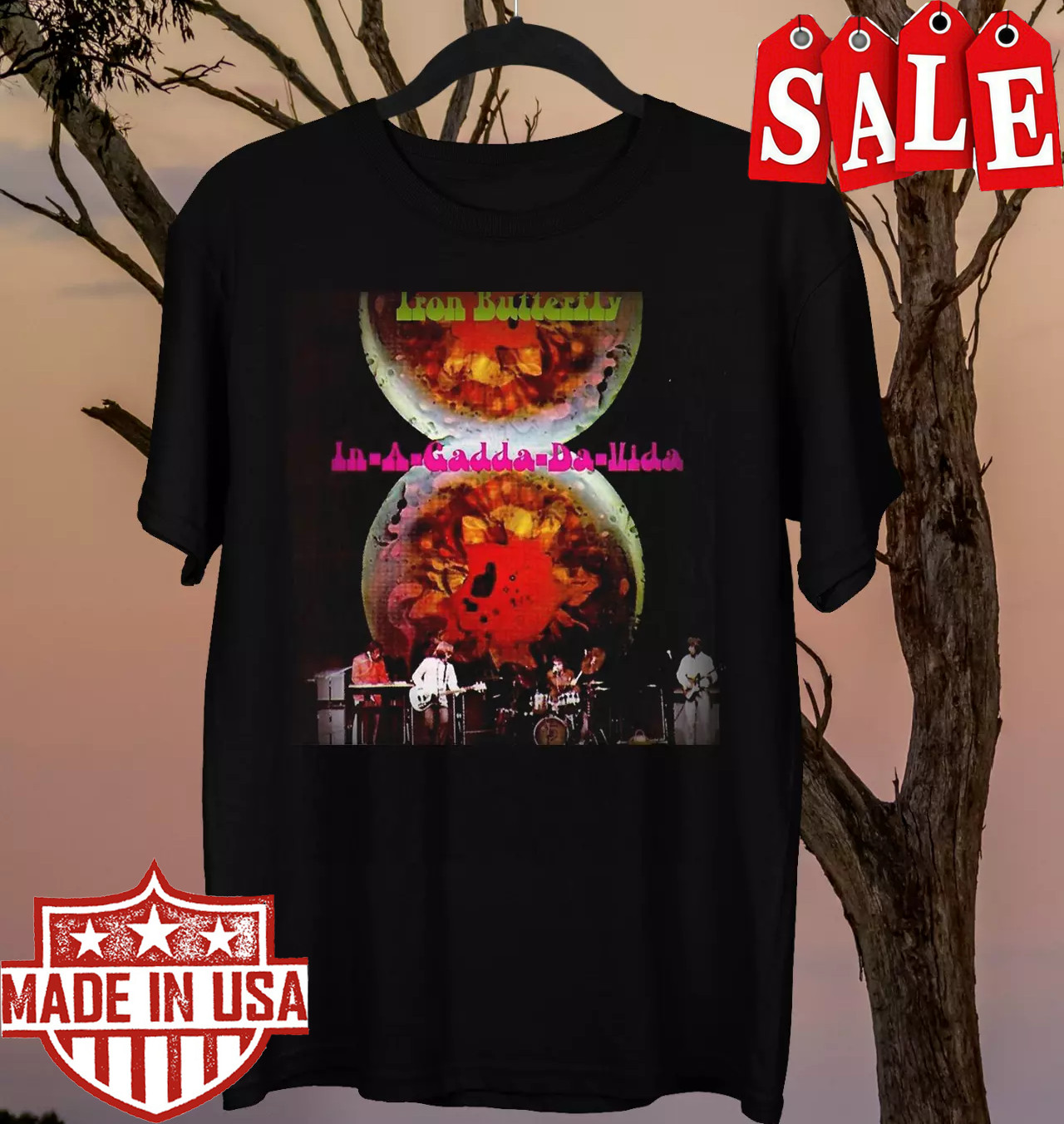 Iron Butterfly In A Gadda Da Vida Black Unisex T-Shirt All Size