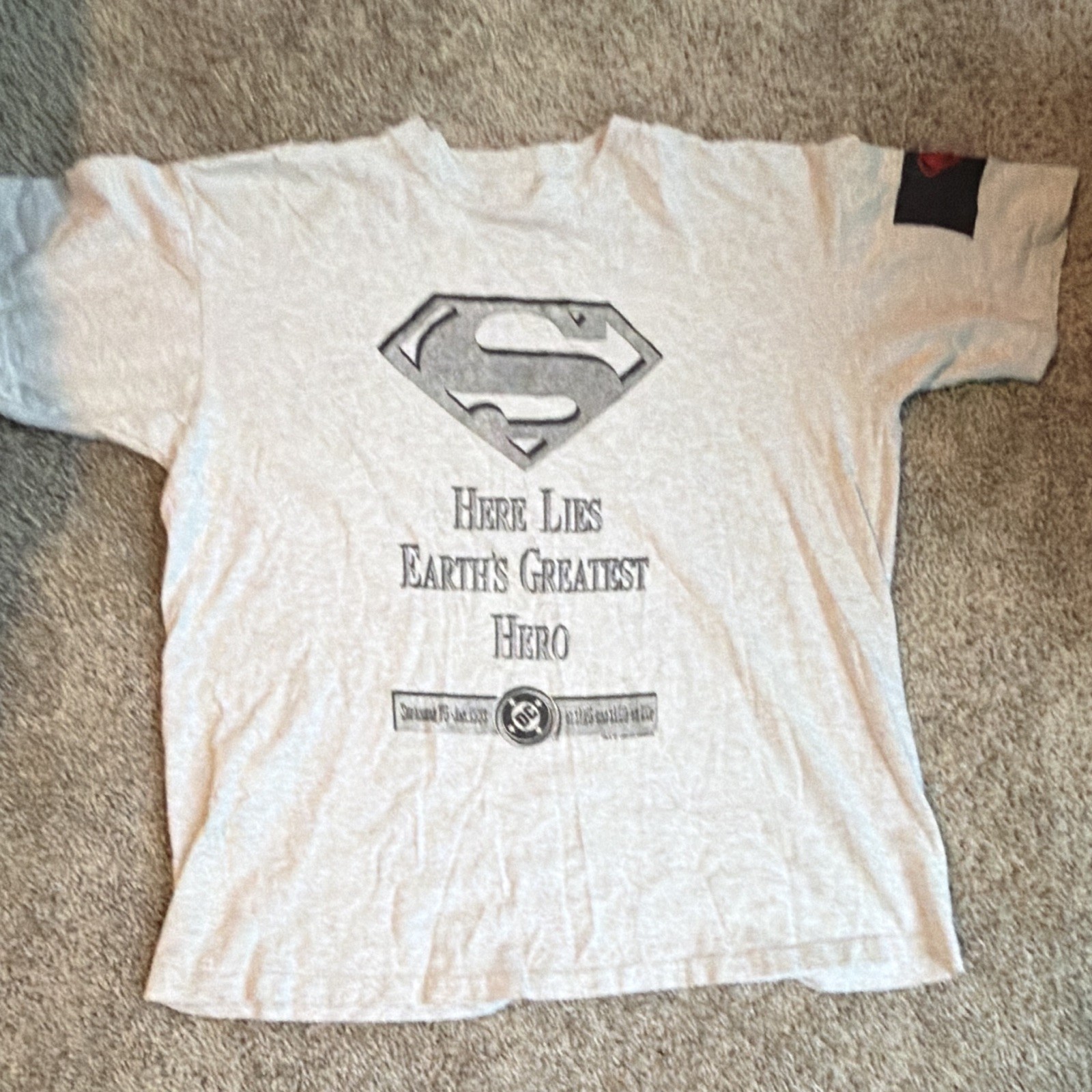 1992 Death of Superman Memorial T-Shirt Adult XL Graphic Tee Light Grey L&D