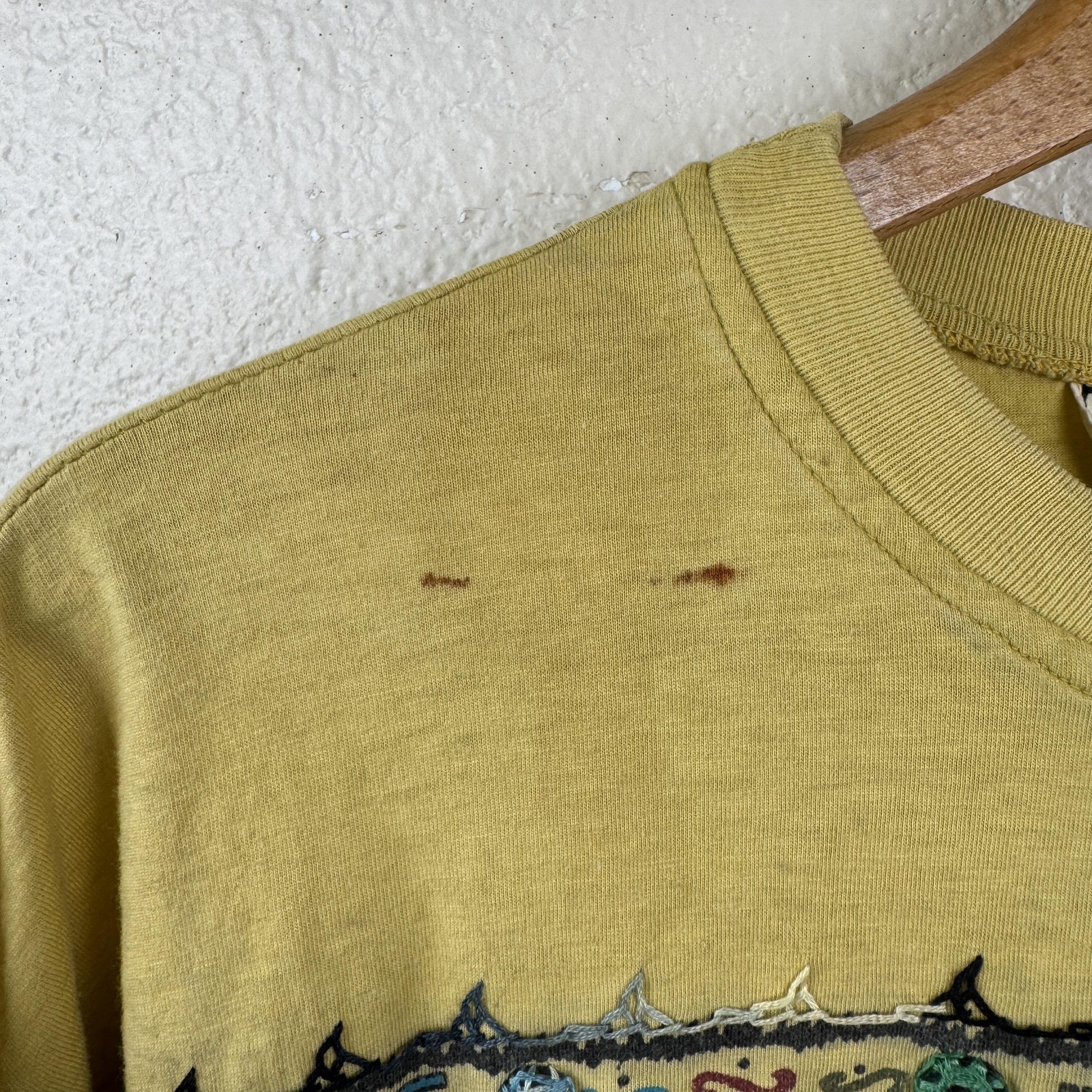 Vintage 2 Of Us Shirt Size Medium Yellow Ethnic Beaded Embroidered Boho 90s