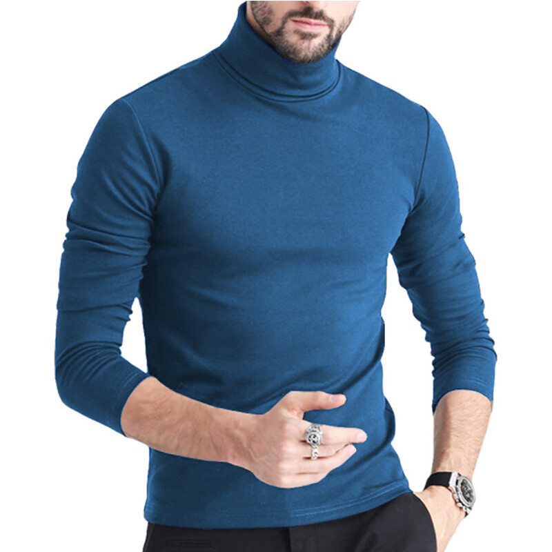 Mens Turtleneck Pullover Long Sleeve Jumper Top Warm Casual Slim T-Shirt Thermal