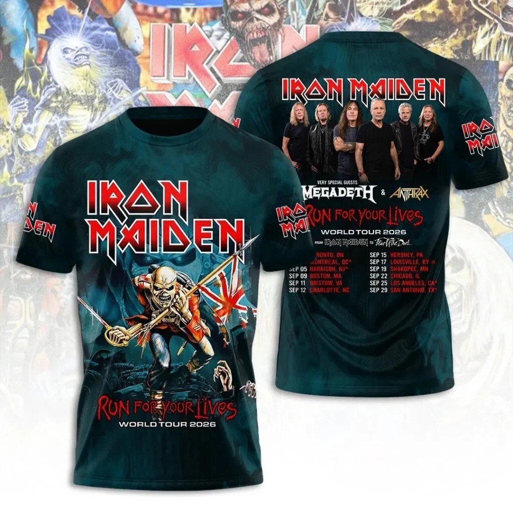 Iron Maiden 3D Apparel 2026 Tour Run For Your Lives Shirt Unisex S-5XL WA5875