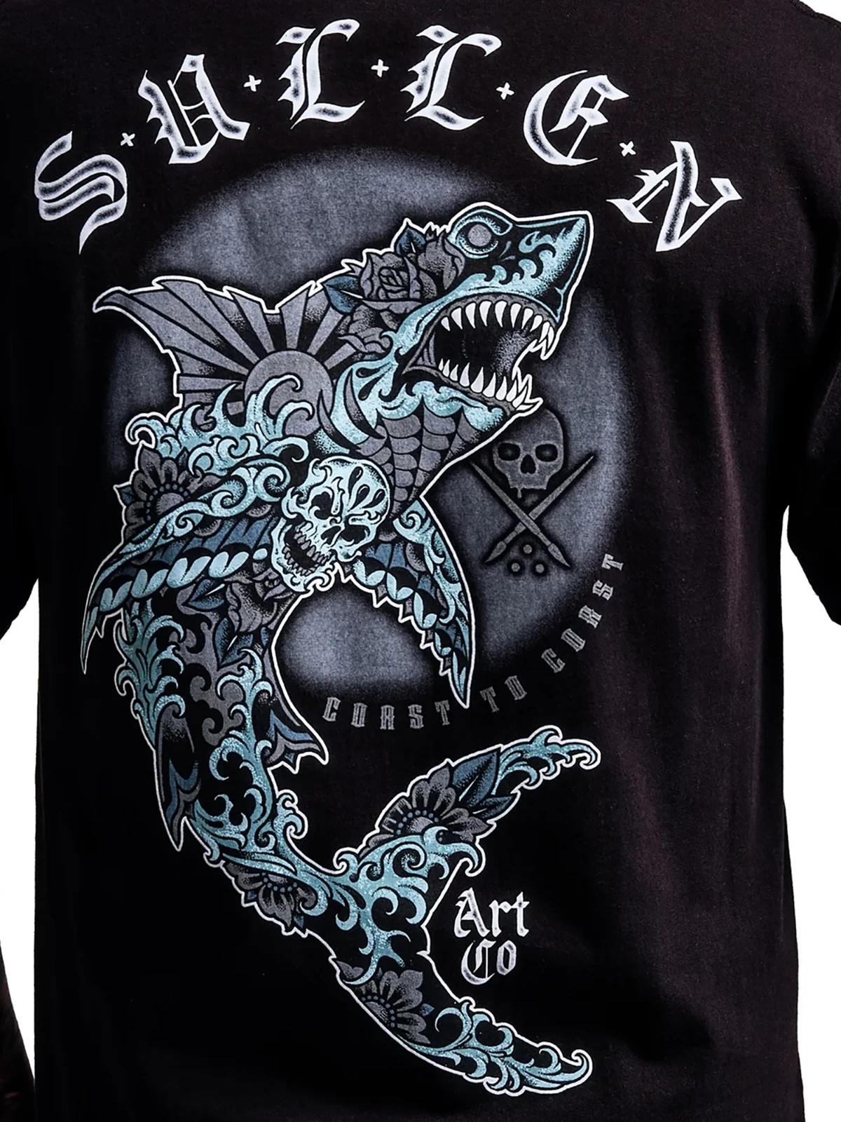 Sullen Men’s Infested Waters Short Sleeve Graphic T-shirt Shark Week Tattoo Tee