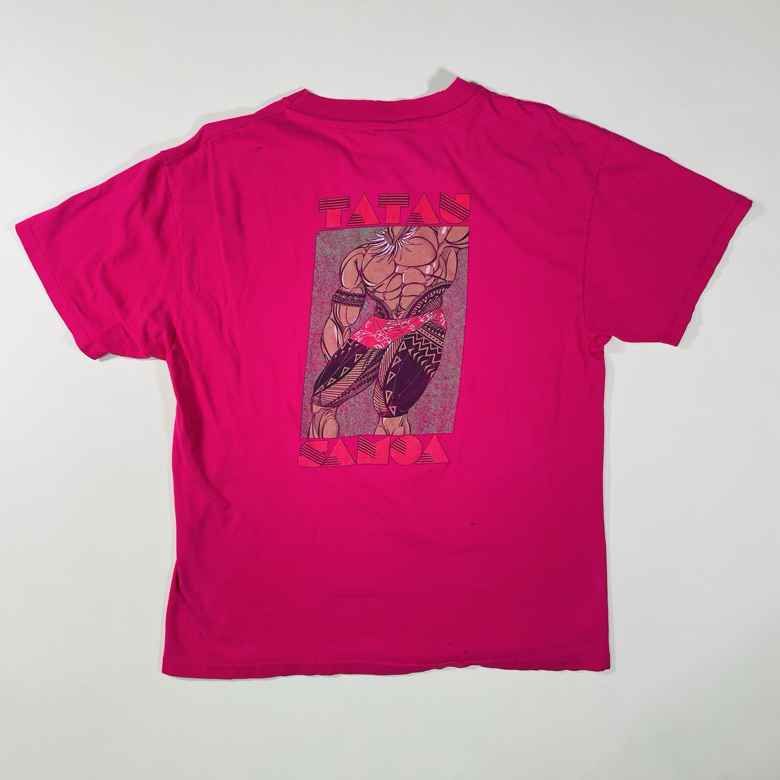 Vintage 1980s–90s Tatau Samoa Tattoo T-Shirt Single Stitch Pink Size L