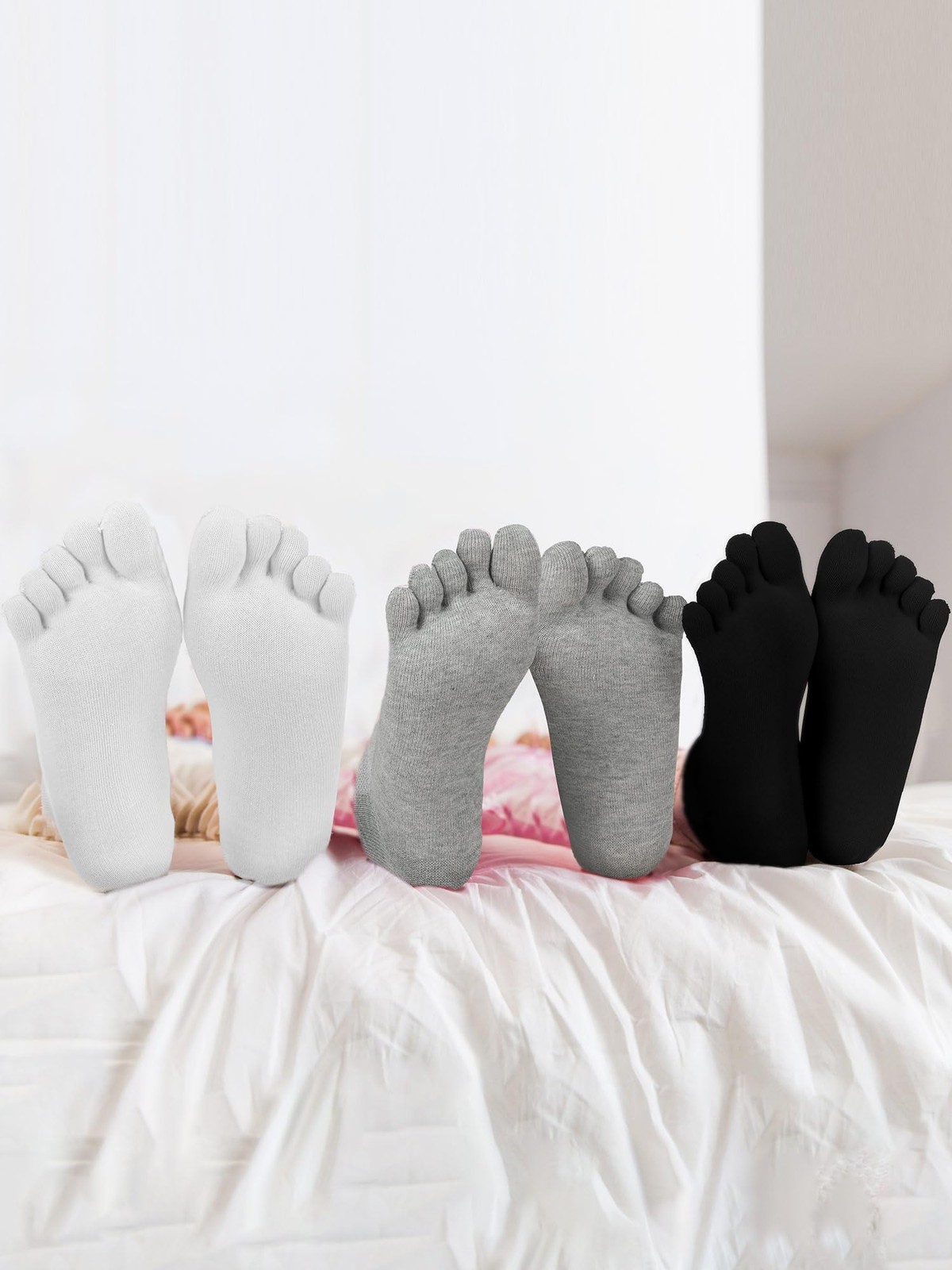 6 Pairs Women Toe Socks Cotton Ankle Low Cut Five Toe Sock for Women Men Athl…