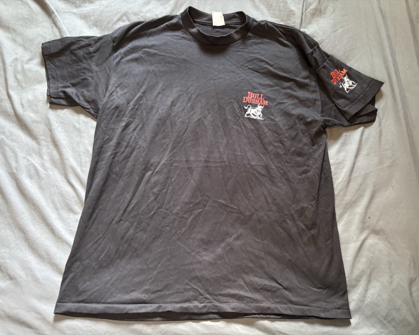 Vintage 90s Bull Durham Cigarette Promo Shirt Mens XL Black Sleeve Pocket