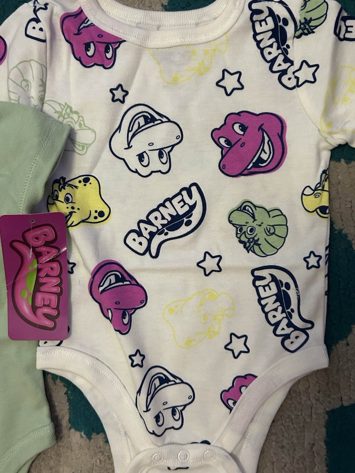 Barney And Friends Tv Show Cartoon Baby One Piece Set Of 2 Size 12Month